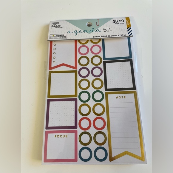 NWT Agenda 52 Planner Stickers: Borders, Foiled, 30 Sheets, 708 Pieces - Picture 1 of 2
